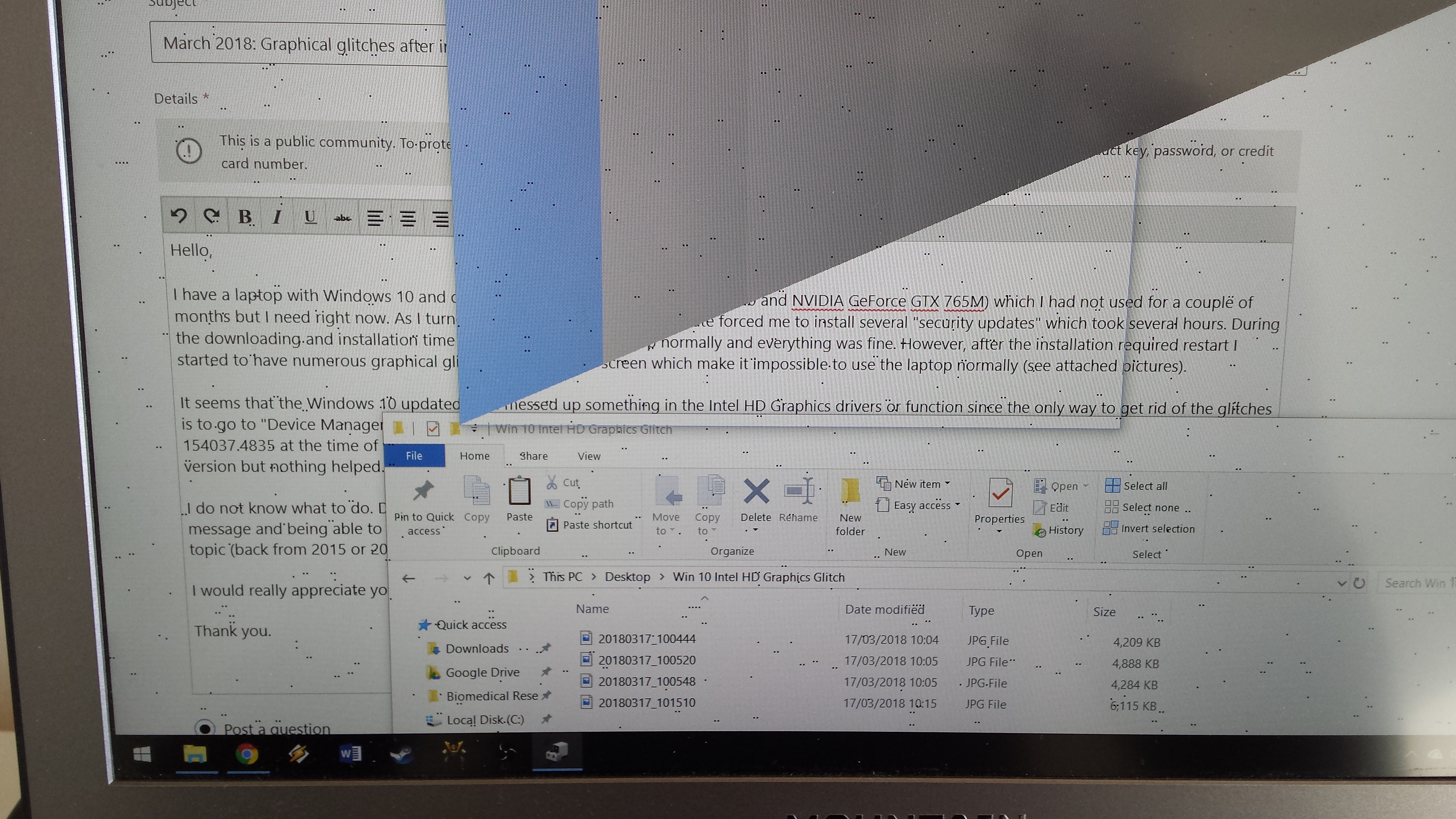 March 2018: Graphical glitches after installing latest Windows 10 