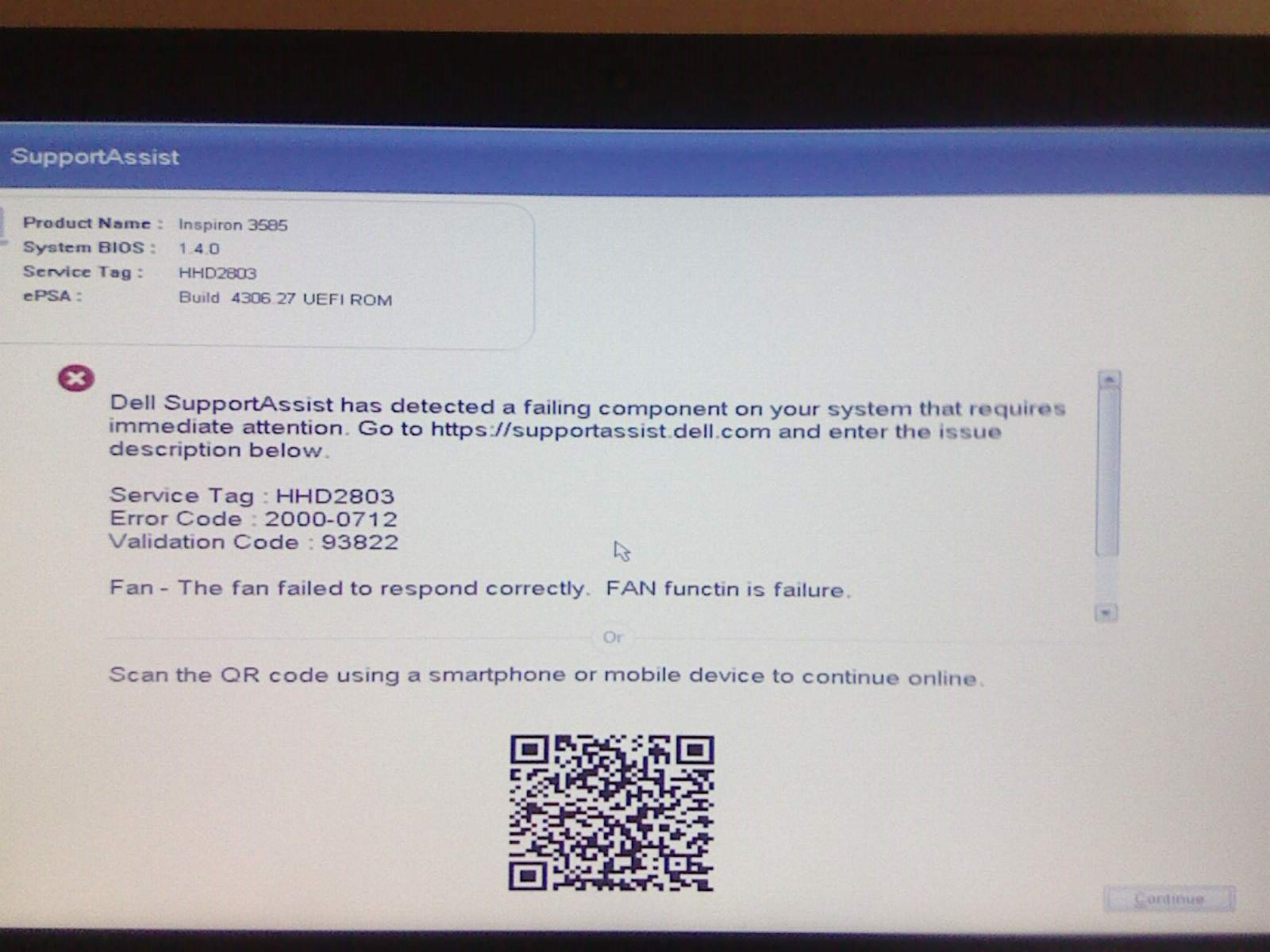 Dell Inspiron 15 3000 Screen Telling Me I Have A Fan Failure Appears Microsoft Community
