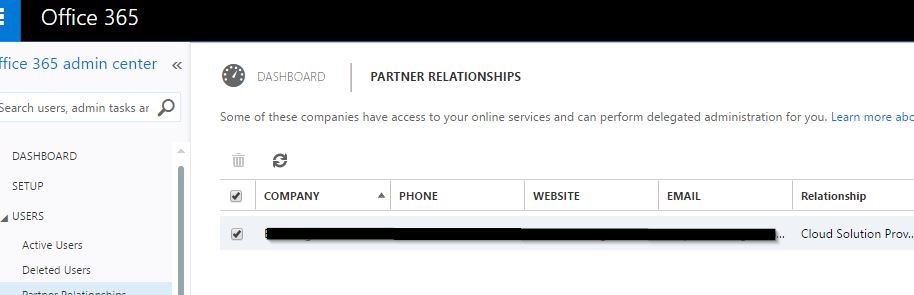 Can't delete Partner Relationship from O365 Portal - Microsoft Community