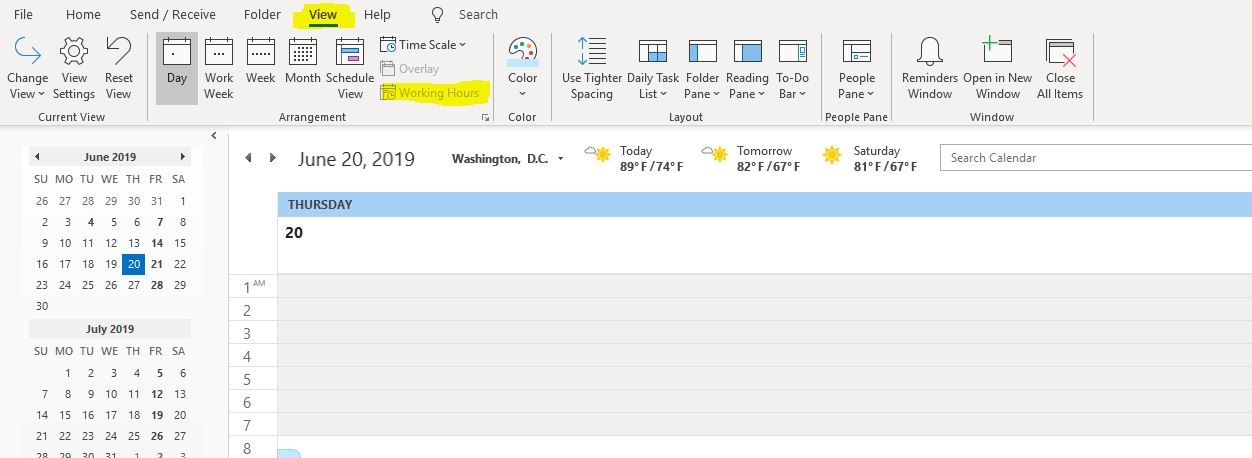 In Outlook For Office 365 When I Go To Calendars View Microsoft Community