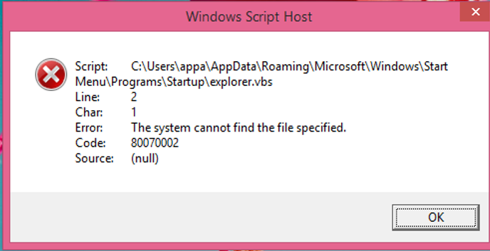 Microsoft Windows Based Script Host Startup