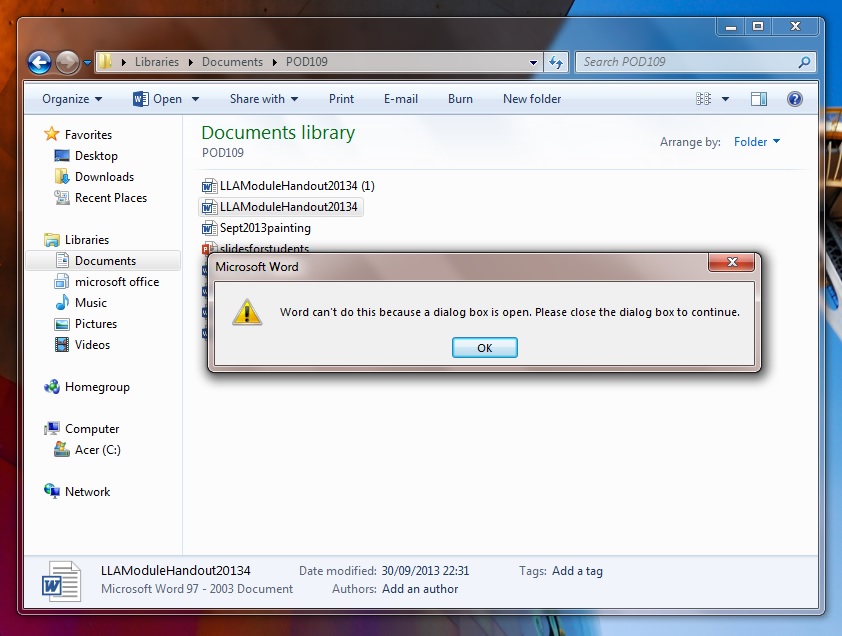 Cannot Open Word Document Due To Dialog Box Microsoft Community