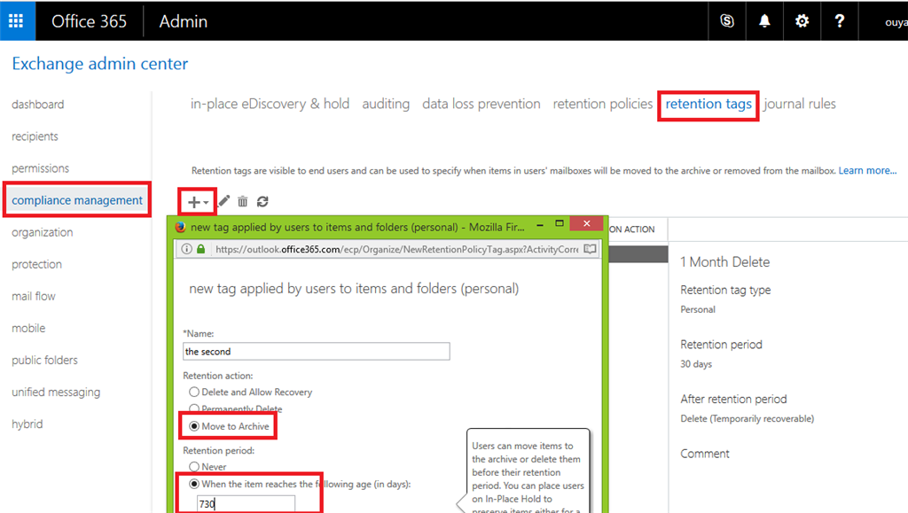 O365 - Set Different Online Archive Retention Policies For Different ...