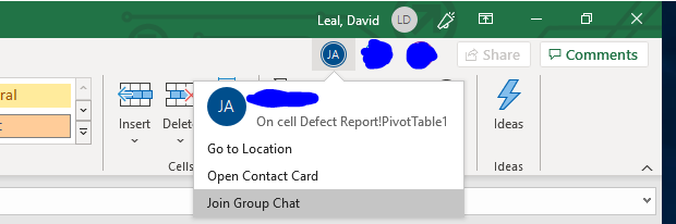 How To Show The Chat Icon For Excel Desktop Application Microsoft Community