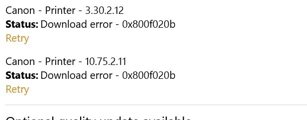 Windows Update error 0x800f020b Canon Drivers - Microsoft Community