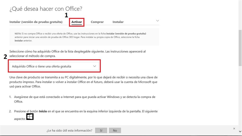 Office 365 Hogar - Activar producto preinstalado en mi laptop nueva -  Microsoft Community