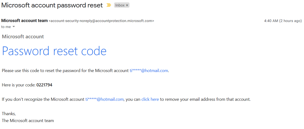 Microsoft account password reset emails - Microsoft Community