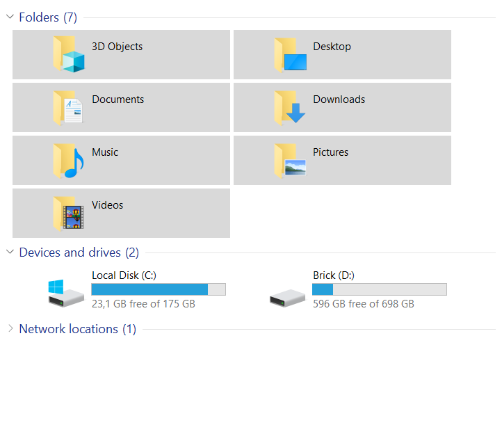 "Folders" vom "This PC" entfernen