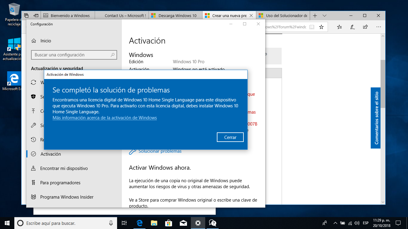 Windows 10 Problemas Con La Activación Del Sistema Microsoft Community 8148