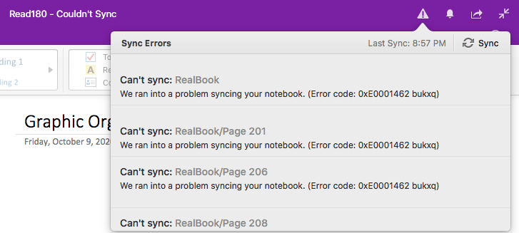 Onenote syncing Error code: 0xE0001462 bukxq - Microsoft