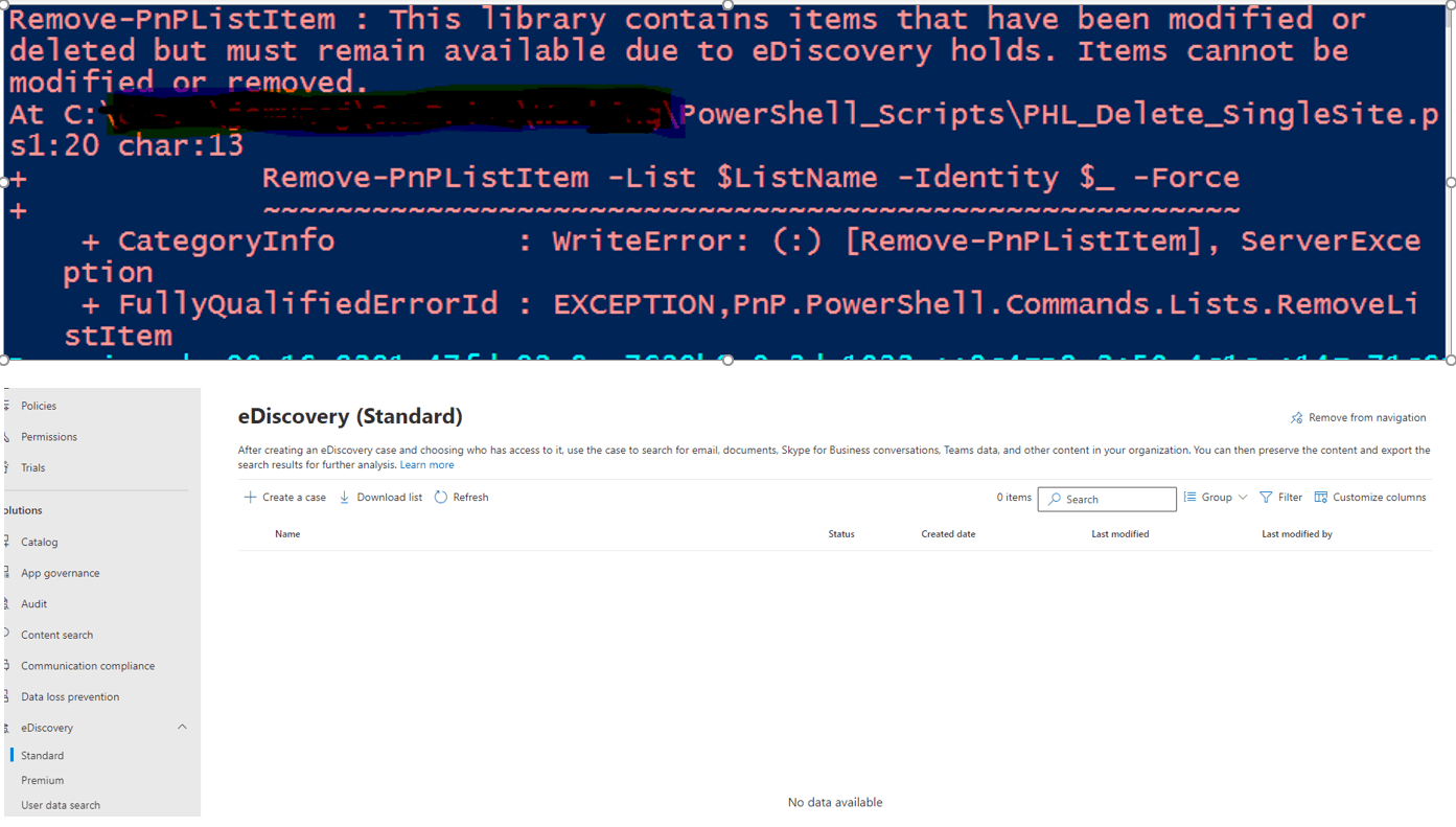 delete-preservation-hold-library-contents-from-sharepoint-online