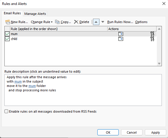 Outlook Rules How To Override One Rule For Another Microsoft Community 0567