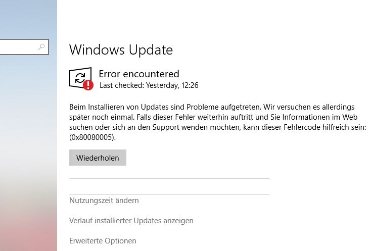 Windows 10 Pro Insider Preview Update Fehler