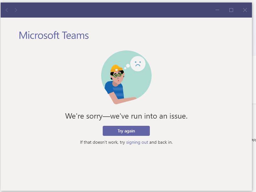 Can not connect to my work account on teams desktop application ...