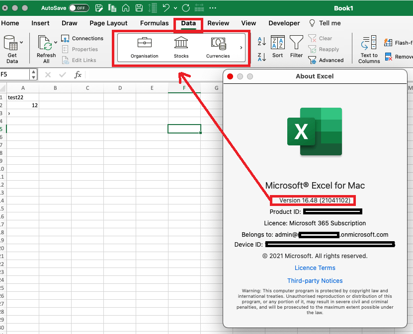 Excel For Mac Data Types Not Showing Up Under Data Tab Microsoft 7839
