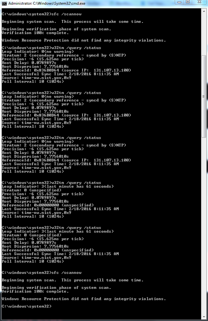 W32tm Query Status Malfunctioning Clock Time Work Up And Microsoft Community