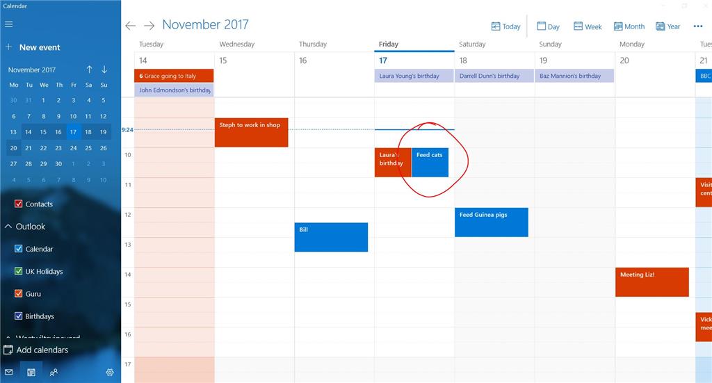 Unable to see Windows 10 Calendar appointments in Outlook 365