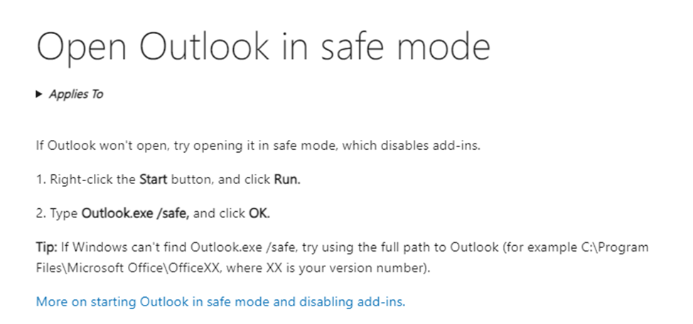 I can't open outlook classic. - Microsoft Community