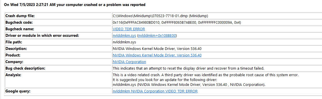 Windows kernel mode driver crash online nvidia