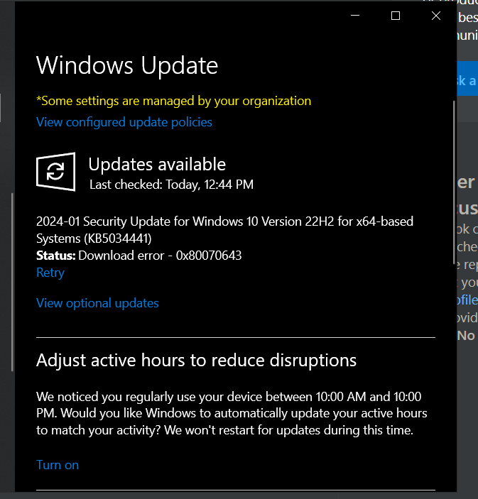 KB5034441 Failed To Download / Install In Windows 10 - Microsoft Community