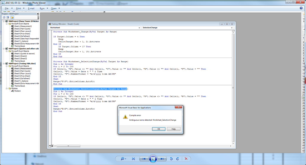 Compile Error Ambiguous Name Detected Vba Excel Jan 06 17 Microsoft Community