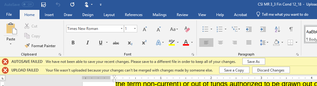 Error Messages When Saving File To Sharepoint Online Microsoft Community