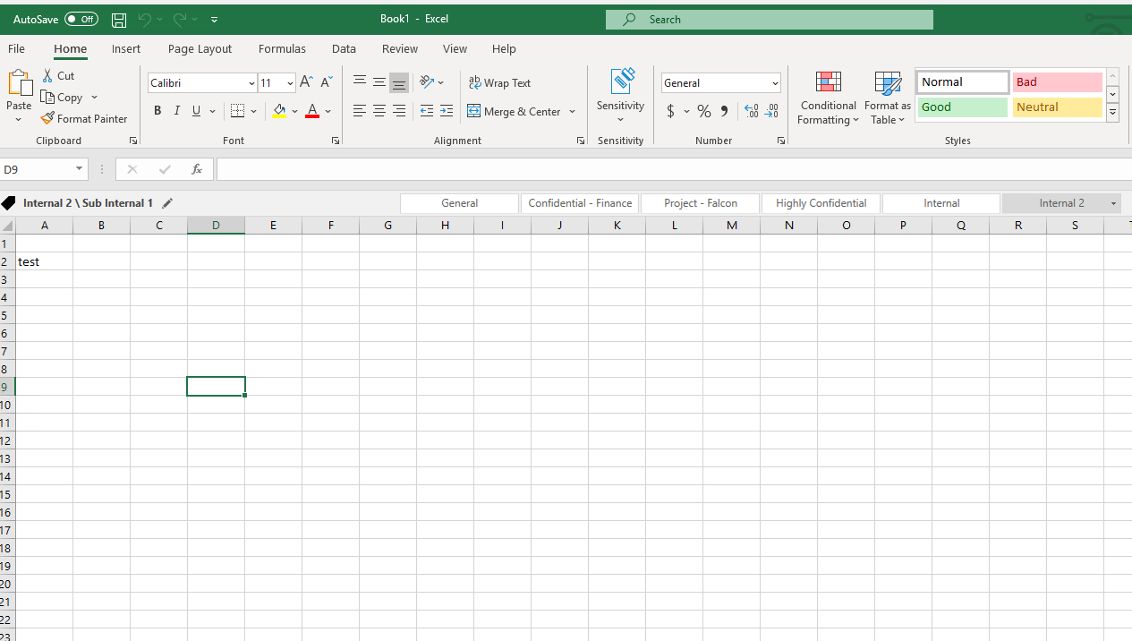 Azure Information Protection creating tall pane in Excel 2019/365 ...