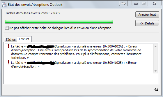 Problème de synchronisation entre Outlook.com et Outlook 2010 ...