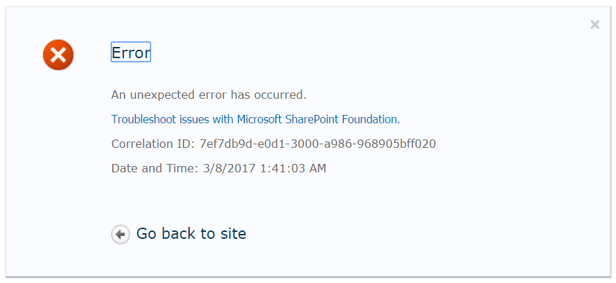 Unexpected internal error. File not found. Microsoft SHAREPOINT ошибка. Err_file_not_found.