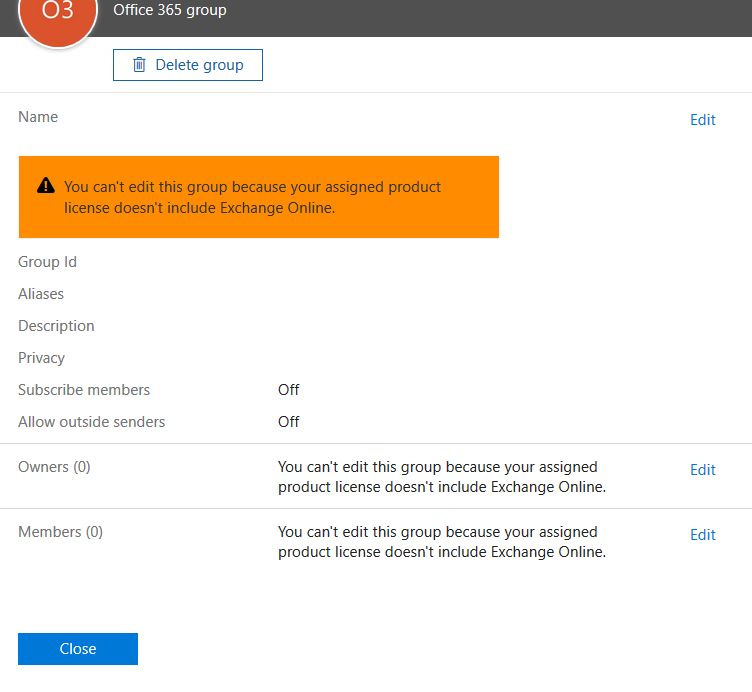 Can't Edit Office 365 Groups In Admin Center Preview. - Microsoft Community