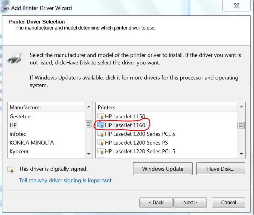 Hp 1160 windows 7 driver