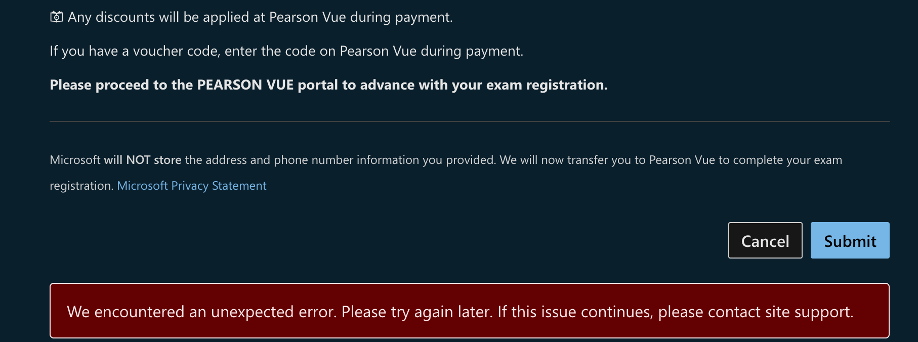 Unable to go to pearson vue website to reschedule my exam - Training ...