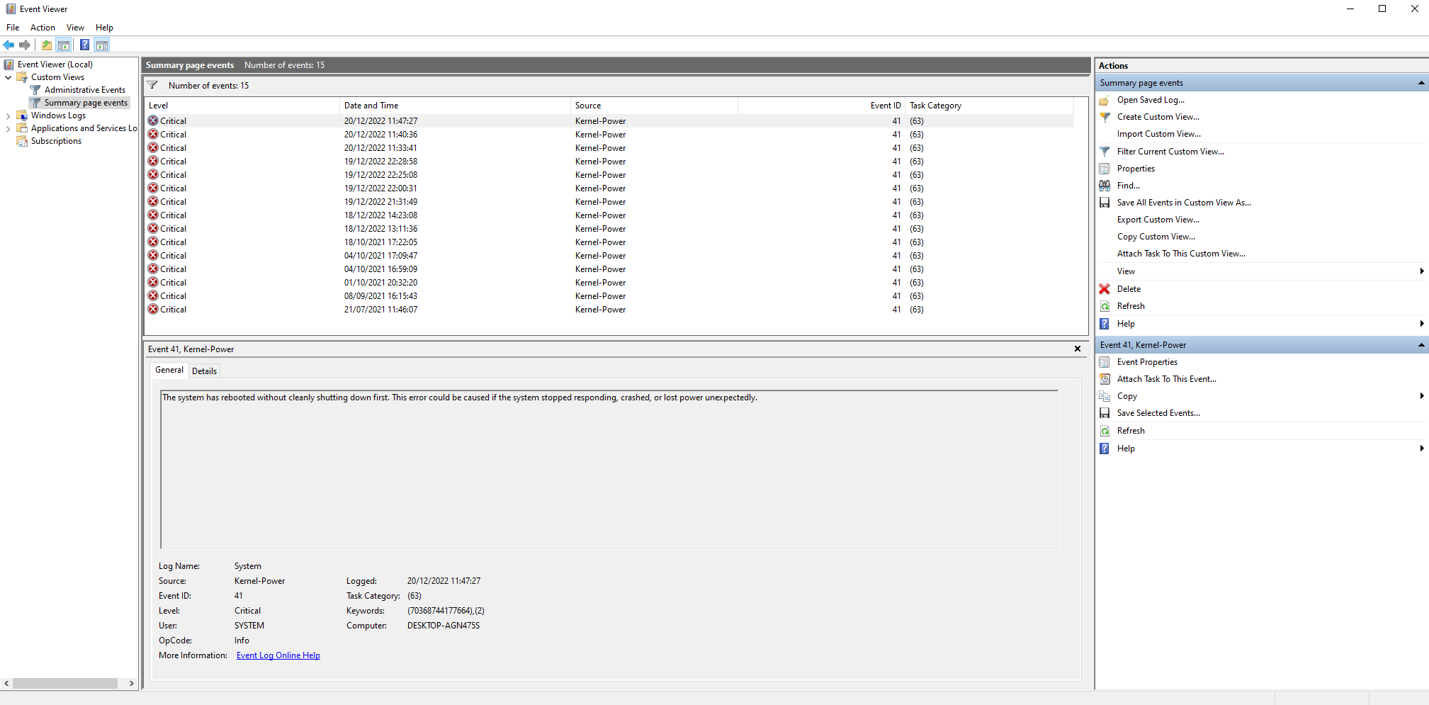 Kernel-power Event ID 41. Only When The System Is Under Stress (both ...