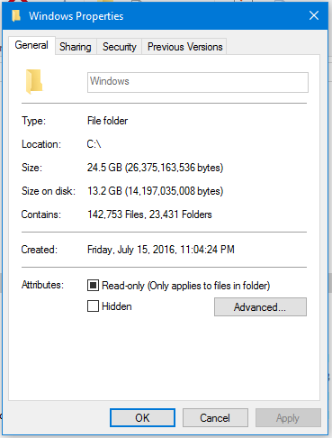 Size Of The Windows Folder - Microsoft Community