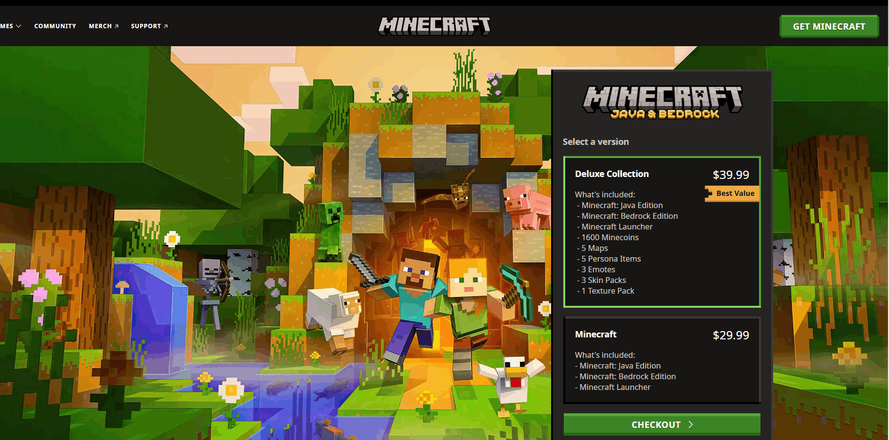 Why doesn't minecraft show up as brought on the official website