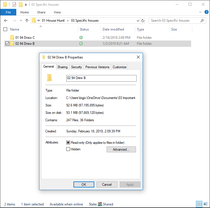 Windows 10 folder properties file count wrong download