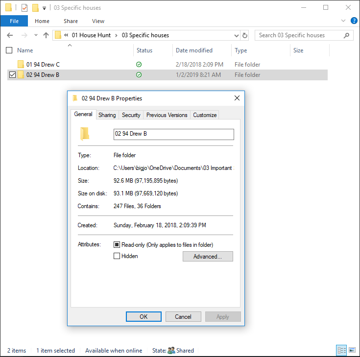 Windows 10 Folder Properties File Count Wrong