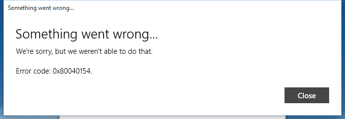 Windows error code: 0x80040154 - Microsoft Community