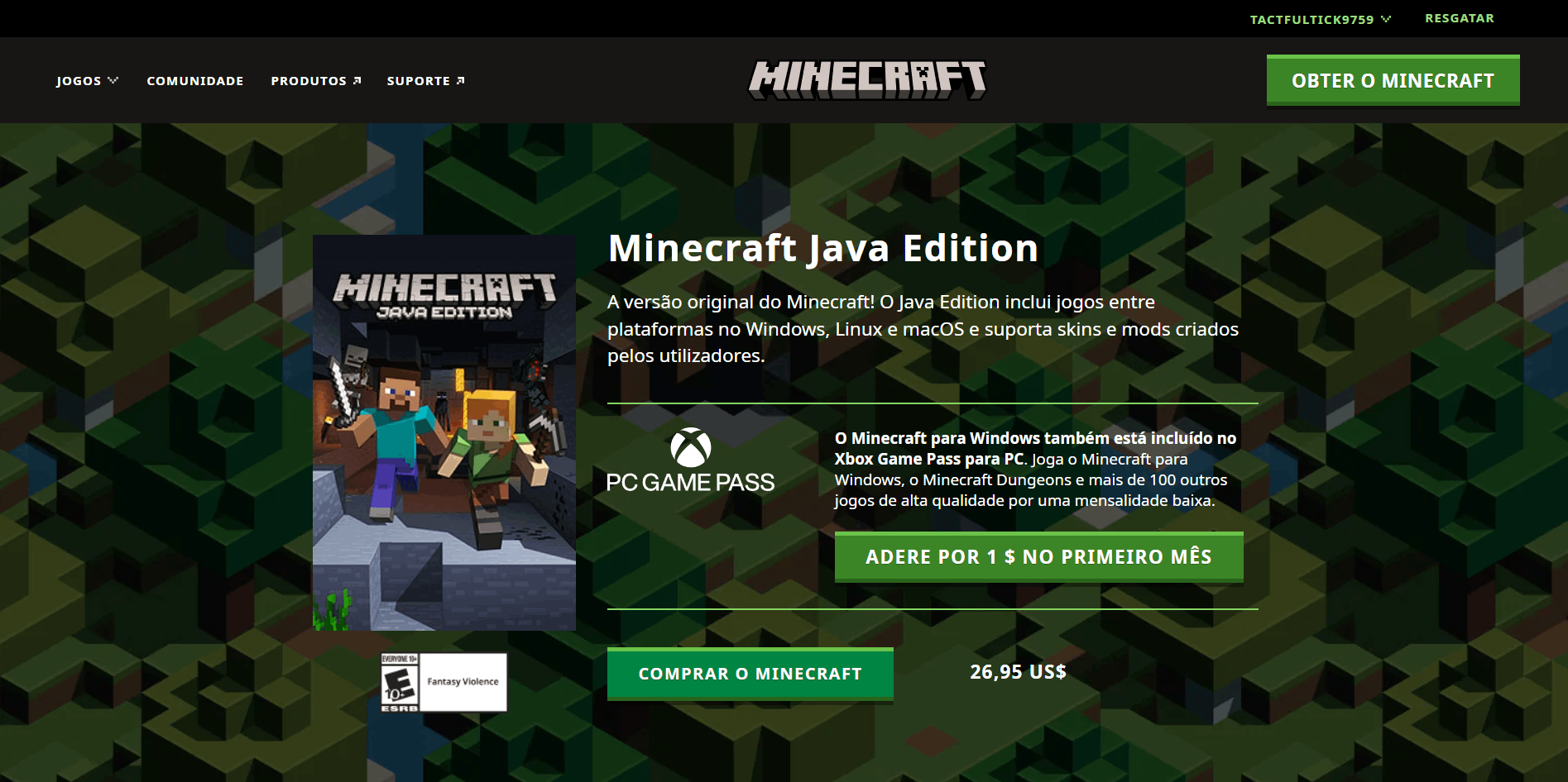 Comprar minecraft original pc