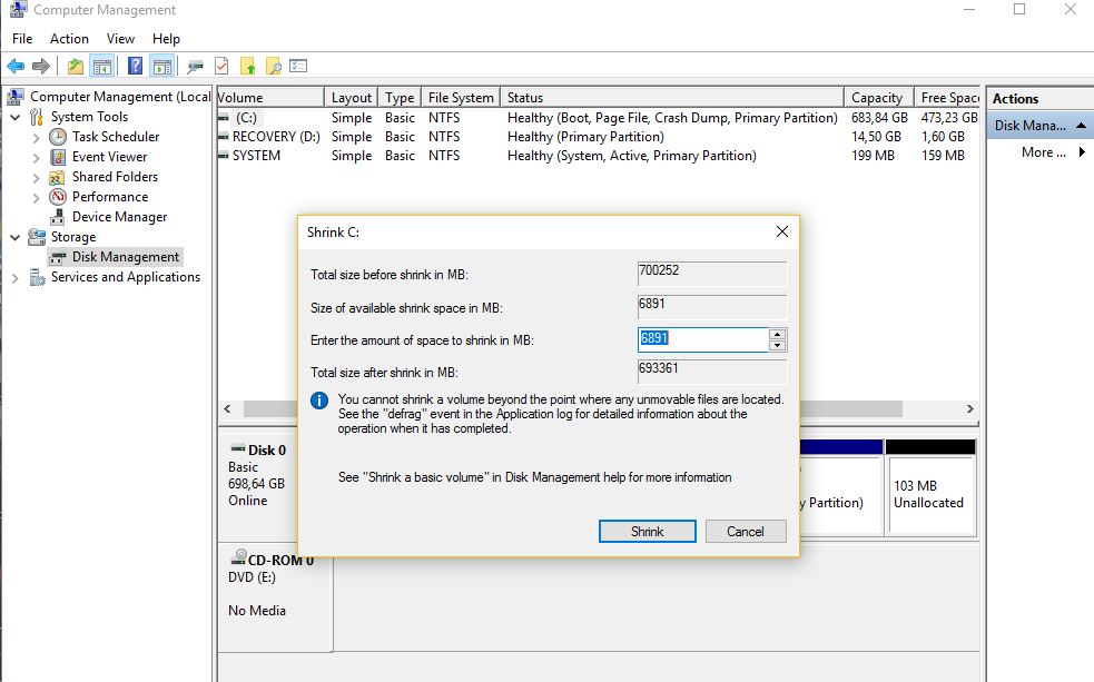 dignidad El sendero maíz Windows 10 - No puedo crear una particion en mi disco duro. - Microsoft  Community