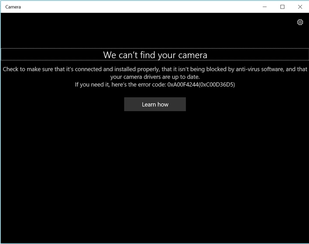 My Laptop Camera Is Not Working error Code Microsoft Community