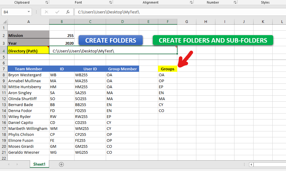 Folder Structure Diagram Excel Template