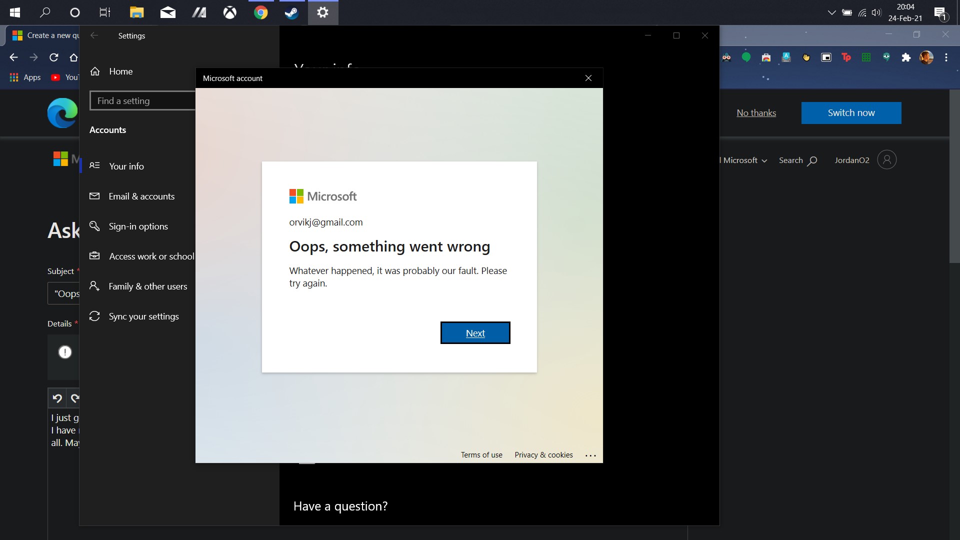 "Oops, Something Went Wrong" Message When Signing Into Microsoft ...