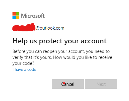 Reopen a microsoft account without any stored information