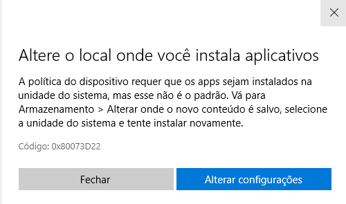 Não consigo trocar o local de instalação de novos apps / Não consigo -  Microsoft Community
