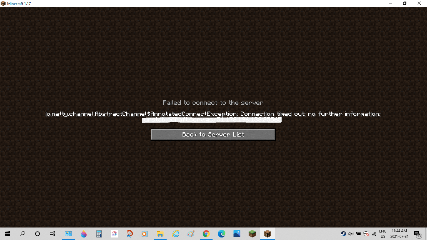 Connection Timed Out Minecraft Java Server Microsoft Community