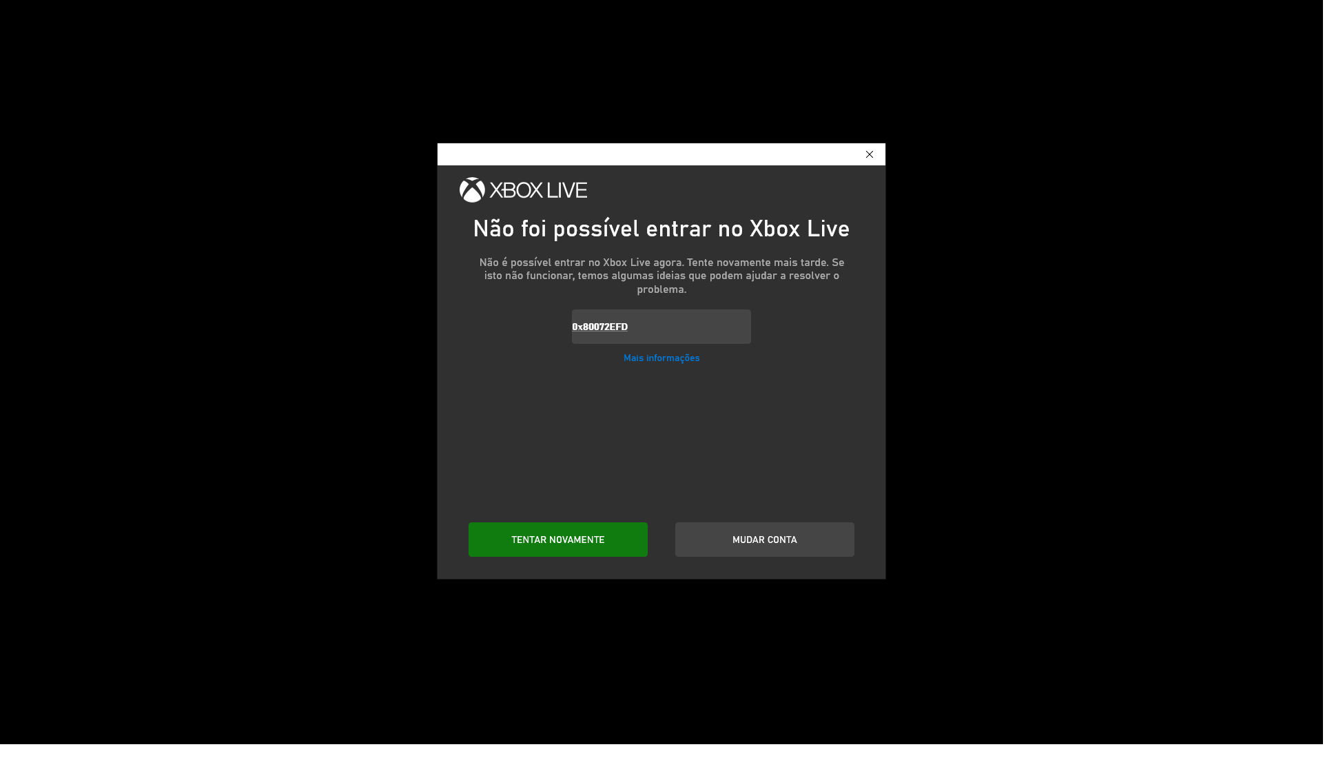 Erro 0x87DD0005 (Não foi possível entrar no Xbox Live) - Microsoft  Community