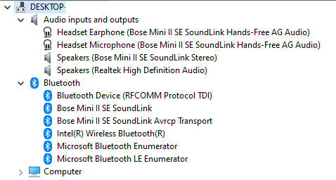 A solution to connect a BOSE Mini II SE Soundlink speaker to a PC