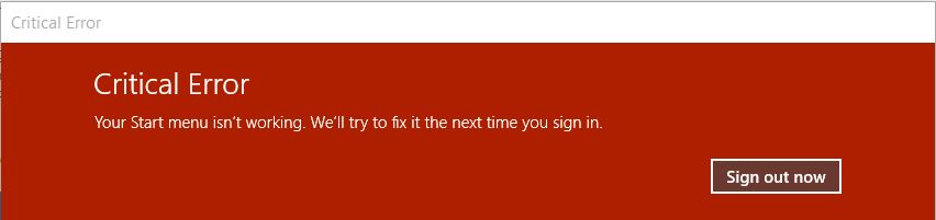 Windows 10 Critical Error Start Menu Not Working Epic Failure And Microsoft Community