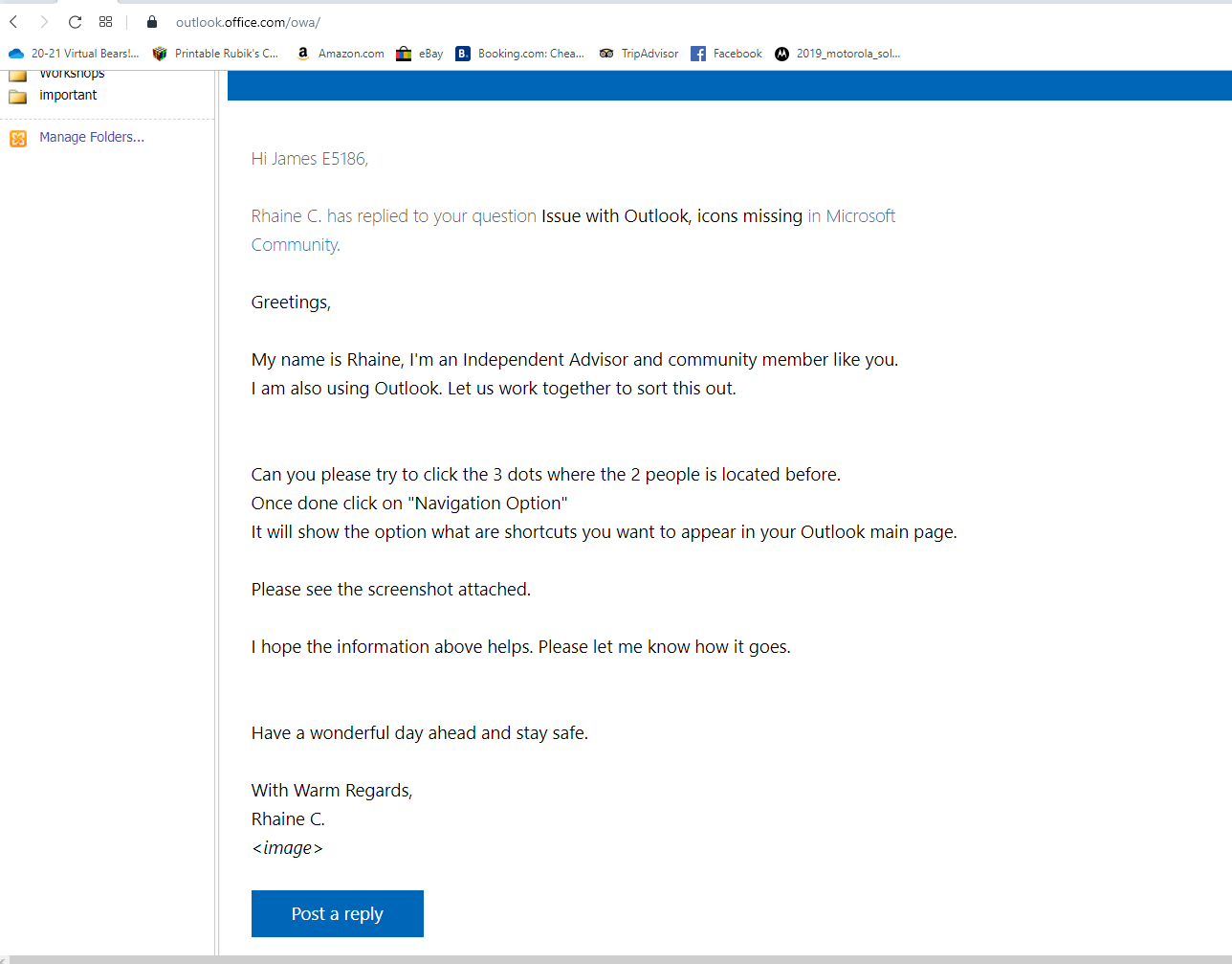 Issue with Outlook, icons missing - Microsoft Community